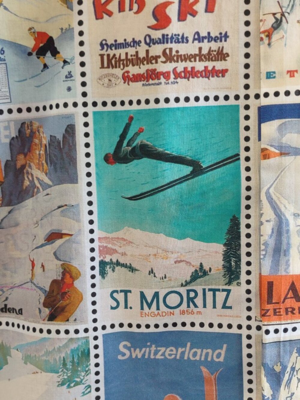 Vilagallo Blouse Vintage Ski Posters Size EU 36  Snow Ski Lodges Retro - Picture 6 of 14